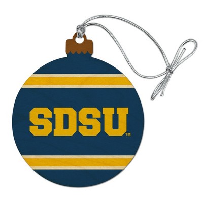 South Dakota State University Stripes Wood Christmas Tree Holiday Ornament