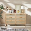Lovmor Bedroom dresser, 8 Double Dresser with rattan drawers, wood chest of drawers for kids room, living room, entry and hallway, Natural - 3 of 4