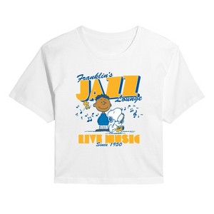 Women's - Peanuts - Franklins Jazz Lounge -Juniors Cropped Short Sleeve Graphic T-Shirt Cropped Graphic T-Shirt - 1 of 4