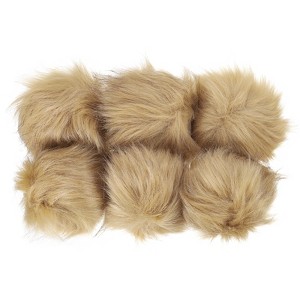 Unique Bargains Fluffy Elastic Faux Fur Pom Poms for Hats Scarves Gloves 6 Pcs - 1 of 4