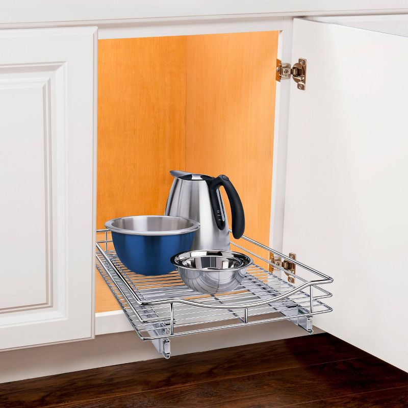 Lynk Professional Slide Out Cabinet Organizer - Pull Out Under Cabinet Sliding Shelf - 14&#34; wide x 21&#34; deep - Chrome, 3 of 19