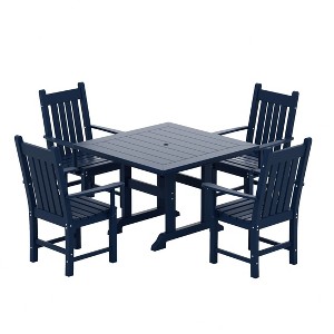 WestinTrends 5 Piece Outdoor Patio Dining Set Outdoor Square Table and Armchair Set - 1 of 2