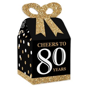 Big Dot of Happiness Adult 80th Birthday - Gold - Square Favor Gift Boxes - Birthday Party Bow Boxes - Set of 12 - 1 of 4