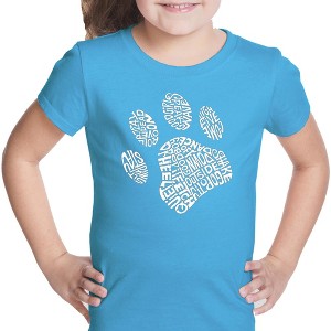 LA Pop Art Girl's Word Art T-shirt - Dog Paw - 1 of 4