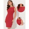 INSPIRE CHIC Women's Sleeveless Boat Neck Casual Office Sheath Dresses - 2 of 4