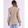 INSPIRE CHIC Women's Long Sleeve Mock Neck Puff Sleeve Work Tunic Tops - 3 of 4