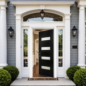 Chic Crate 36x80 Fiberglass Entry Door with Frosted Glass, Left Hand Inswing, Brickmould & Vinyl Frame - 1 of 4