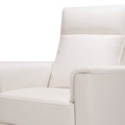 Cream Eco-Weave Swivel Recliner with Wood Frame