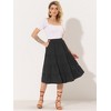 INSPIRE CHIC Women's Midi Solid Elastic Waist Flare Tiered A-Line Skirt with Pockets - 2 of 4