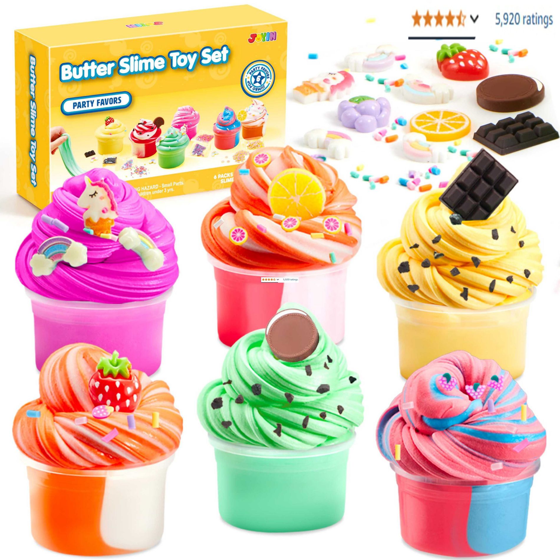 Joyfy 6 Pack Butter Slime Non-Sticky Mess-Free Stress Relief Slime Toys Party Favors For Kids Classroom Boys and Girls Birthday Gift Education Putty