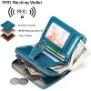 Small Womens Wallet Leather RFID Blocking with Multiple Card Slots and Zipper Coin Pocket,Peacock Blue - 4 of 4