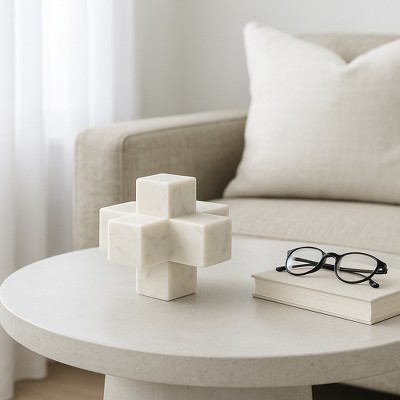 Modern Geometric Marble Decorative Object - Sculptural Stone Accent for Contemporary Decor