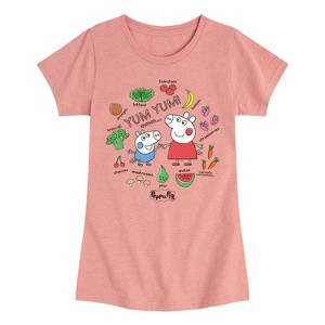 Girls' - Peppa Pig - George Different Types of Food Fitted Short Sleeve Graphic T-Shirt - 1 of 4