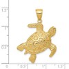 Black Bow Jewelry 14k Yellow Gold 2D Textured Sea Turtle Pendant - 3 of 4