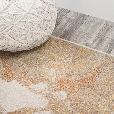 Petalo Modern Abstract Orange and Beige Flat Woven Area Rug