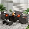 WestinTrends 4 Piece Conversation Outdoor Patio Sofa Set with Square Fire Pit Table - 2 of 4