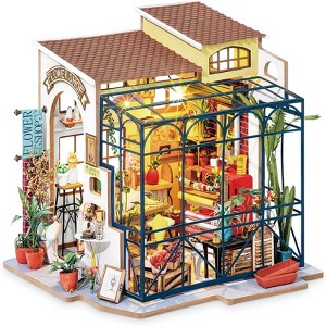 ROBOTIME DIY Miniature Wooden DollHouse Kit with Furniture Model Building Set Birthday Gift for Child Adult, Multicolored, 8.7"*7.5"*8.3" - 1 of 4