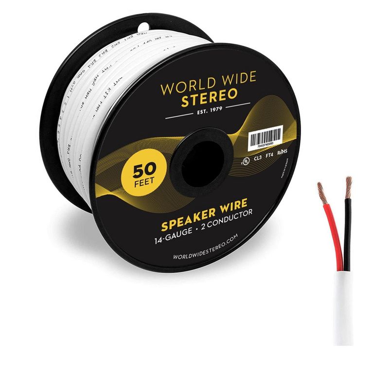 World Wide Stereo 14-Gauge, 2-Conductor Copper Speaker Wire - 50 Feet, 2 of 3