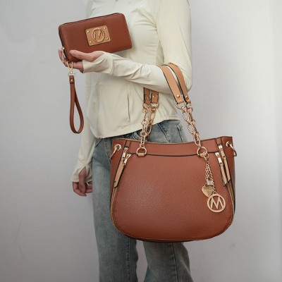 MKF Collection Lina Vegan Leather Shoulder Bag and Wallet by Mia K - Navy Mustard — фото 4