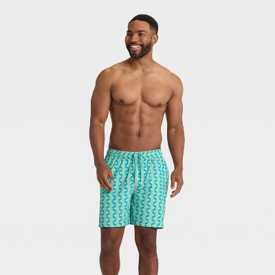 Goodfellow & Co Men's 7'' Swim Trunks with Boxer Brief Liner - Goodfellow & Co™ Blue Geo S — фото 3