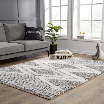 Gray Tufted Rectangular Shag Rug 7'10" x 10'3" Synthetic