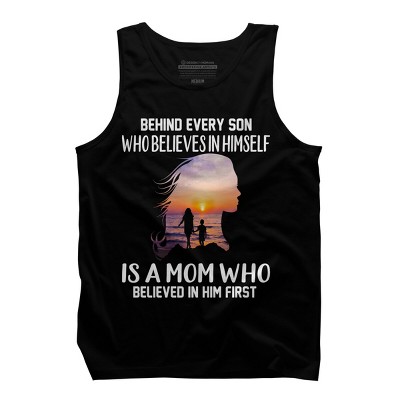 Men's Design By Humans Mother Behind Every Son Who Believes In Himself Is A Mom By corndesign Tank Top