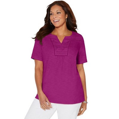 Catherines Women's Plus Size Touch Of Lace Tee