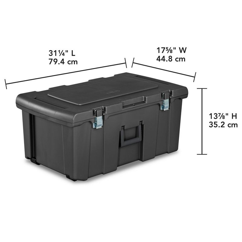 Sterilite Heavy Duty 16 Gallon Portable Plastic Footlocker Storage Container with Handles and Wheels for Dorms and Apartments, Flat Gray (4 Pack), 2 of 7