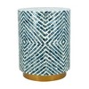 Kumasinova 14x14x18" Decorative Round Accent End Table,2-In-1 MDF Stool with Blue&White Capiz Design&Gold Pedestal Base for Living Room - 2 of 4