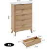 Fluted Dresser w/ Faux Marble Top & 5 Deep Drawers - 47.2" Tall Modern Curved Profile Wooden Chest for Bedroom,Kids Room, Living Room, Hallway - 2 of 4