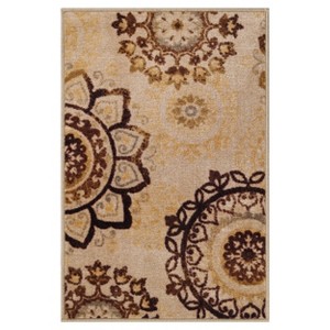 Modern Farmhouse Floral Medallion Non-Slip Washable Indoor Runner or Area Rug by Blue Nile Mills - 1 of 4