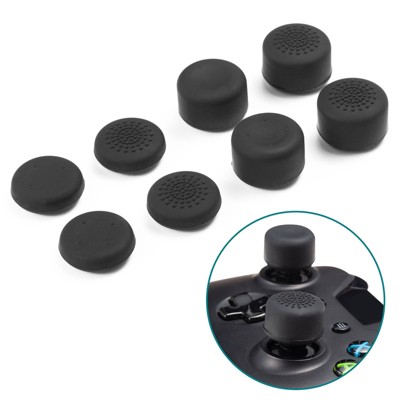 Insten 4 Pair (8 Pcs) Silicone Analog Thumbgrips Stick Cap Cover for Xbox One / One Elite / One X|S & PS4 Controllers, Black