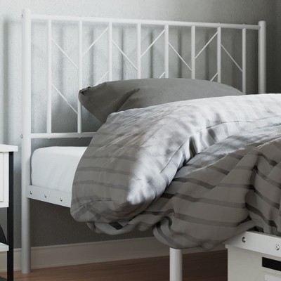 vidaXL Metal Headboard for Bed with Back Support, Steel Construction, Modern Design, Perfect for Bedroom Décor, White 39.4"