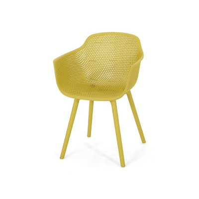 Yellow Polypropylene Outdoor Dining Chairs Set of 2