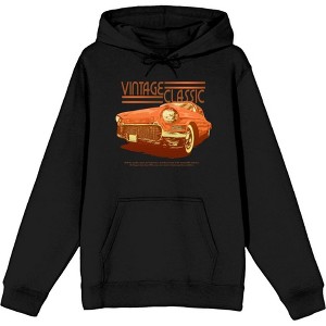 Car Fanatic Orange Vintage Car Long Sleeve Adult Hooded Sweatshirt - 1 of 3