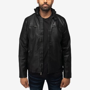 X RAY Mens Lightweight Motorcycle PU Leather Jacket With Faux Shearing Lining - 1 of 4