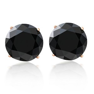 Pompeii3 3 1/2 Ct TW (8mm) Round Black Moissanite Studs 14k Yellow Gold - 1 of 4