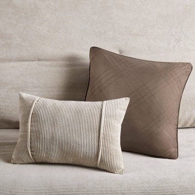 Tan Full Corduroy Comforter Set with Decorative Pillows