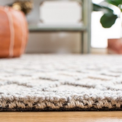 Hand-Tufted Blue and Black Wool Square Area Rug, 6'x6'