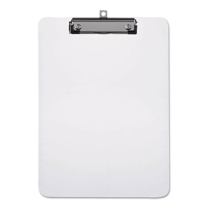 UNIVERSAL Plastic Clipboard with Low Profile Clip 1/2" Capacity Holds 8 1/2 x 11 Clear 40310, 1 of 9