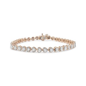 Silver 1.0 Cttw Miracle Set Diamond Heart-Link Tennis Bracelet - 1 of 4