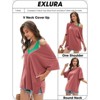EXLURA Women's Casual Oversized V Neck T-Shirts Tops Reversible Athletic Workout Crew Neck Fashion Trendy Tee - 4 of 4