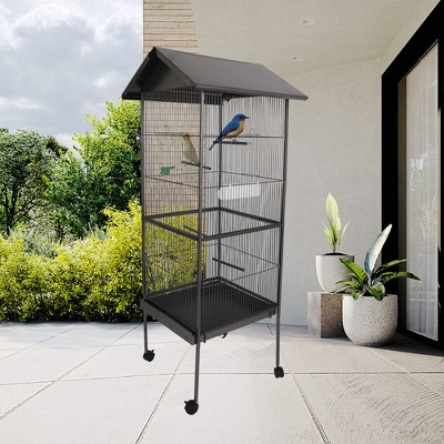 Bird Cage with Rolling Stand Spacious Space for Parakeets Cockatiels Parrot Green Cheek Conures Pigeons Lovebird (25.98''L x 25.59''W x 57.48''H)