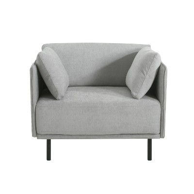 Lirago, Vintage Gray Faux Leather Lounge Chair - Solid Wood Frame, Steel Legs, Modern Design for Living Room & Office