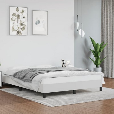 vidaXL Queen Size Bed Frame - Modern Design, White Faux Leather, Comfortable and Durable with Strong Leg Support and Plywood Slats