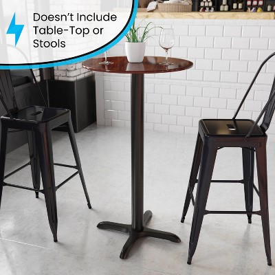 Black Cast Iron Bar Height Table Base with Cross Style Design