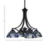 Toltec Lighting Zilo 4 - Light Chandelier in  Matte Black with 7" Blue Mosaic Art Glass Shade - 2 of 2