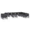 vidaXL Patio Furniture Set 11 Piece Garden Sectional Sofa with Cushions Steel - Anthracite - 3 of 4