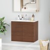 APRILSOUL Bathroom Vanity, Mid-Century Wall Mounted Floating Cabinet with 2 Closing Doors, Wood Grain Texture, Walnut - 4 of 4