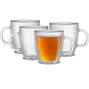 JoyJolt Fluted Savor Double Wall Coffee 13.5oz - Set of 4 - 1 of 4